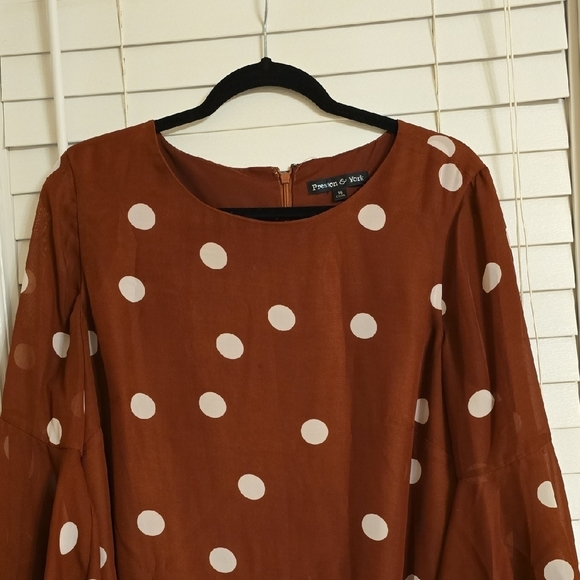 Preston & York Brown and White Long Sleeve Sheath Dress - Picture 5 of 15